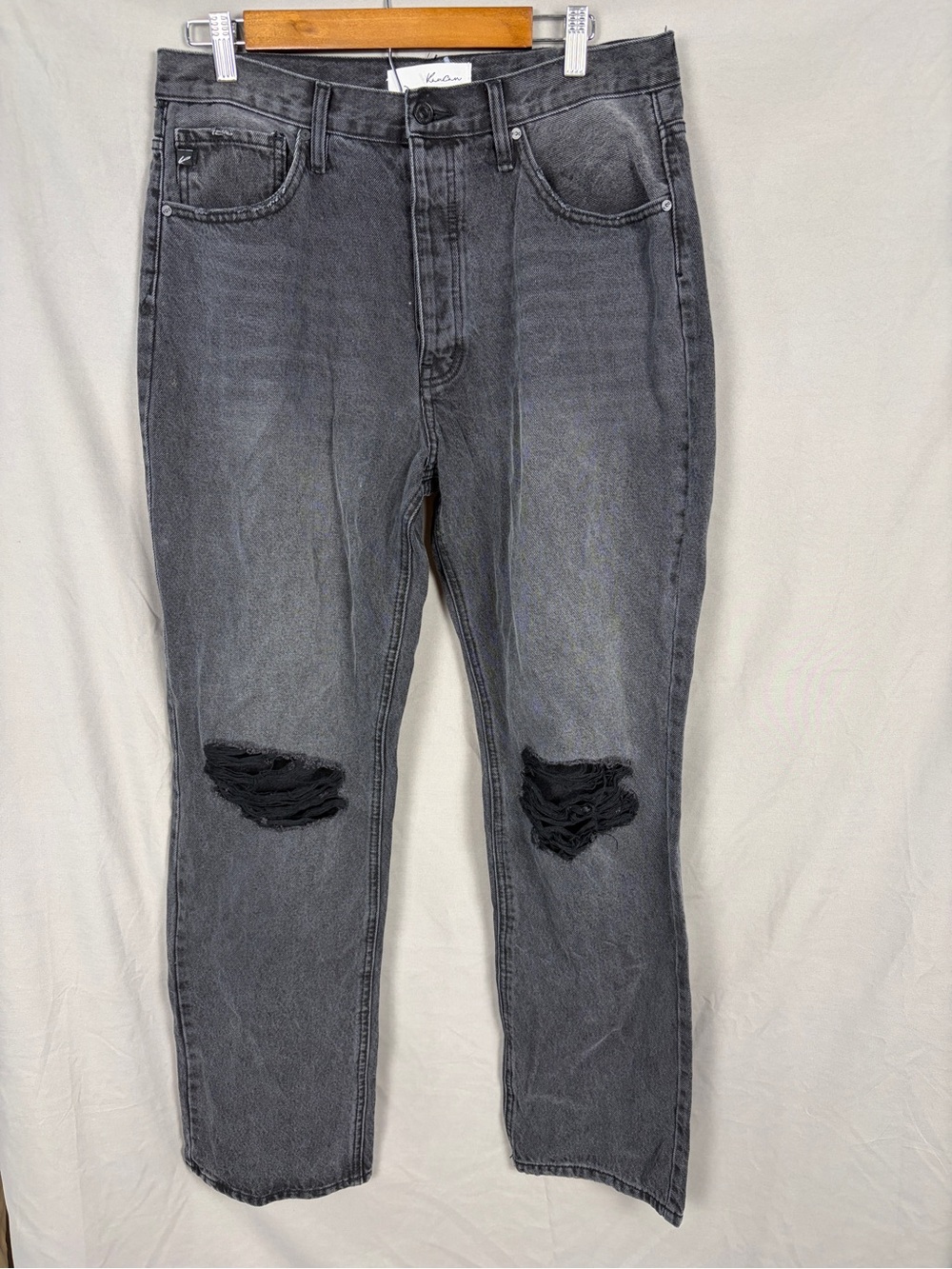 KanCan Straight Leg Jeans Black Wash High Rise Distressed Women’s Size 13